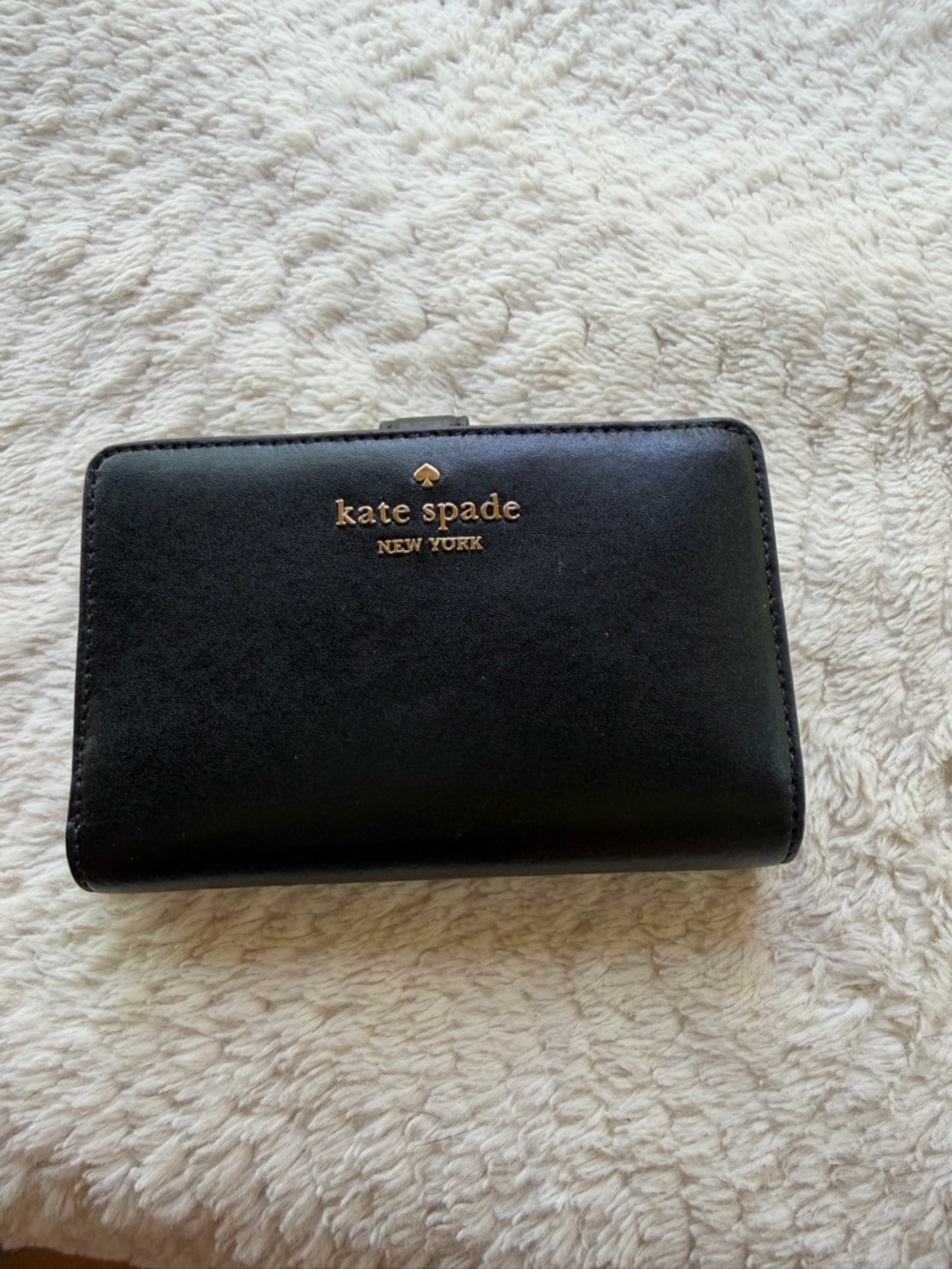 kate spade Black Leather Bifold Wallet with Gold Logo